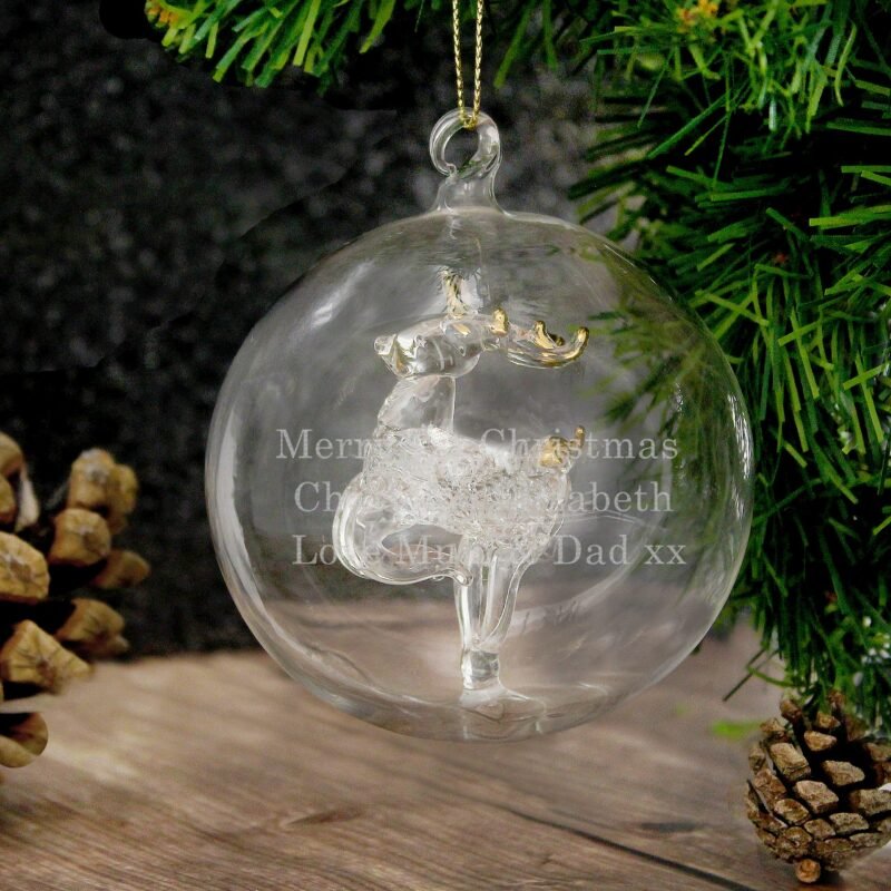 Personalised Glass Reindeer Bauble