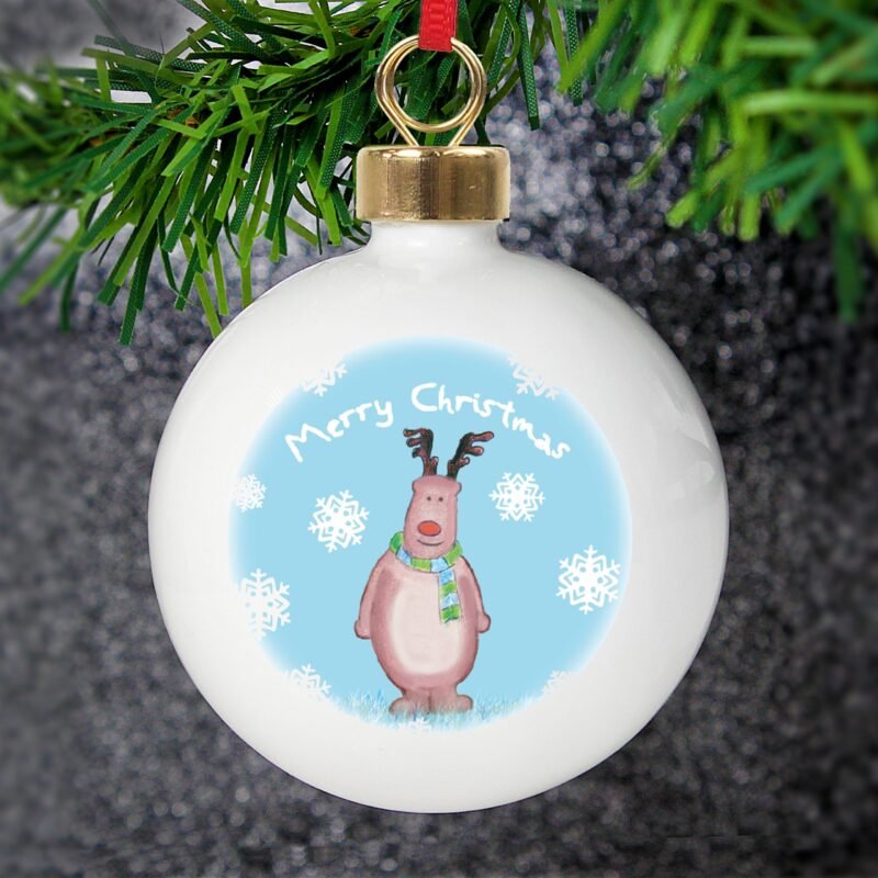 Personalised Snow Scene Rudolph Bauble - Image 6