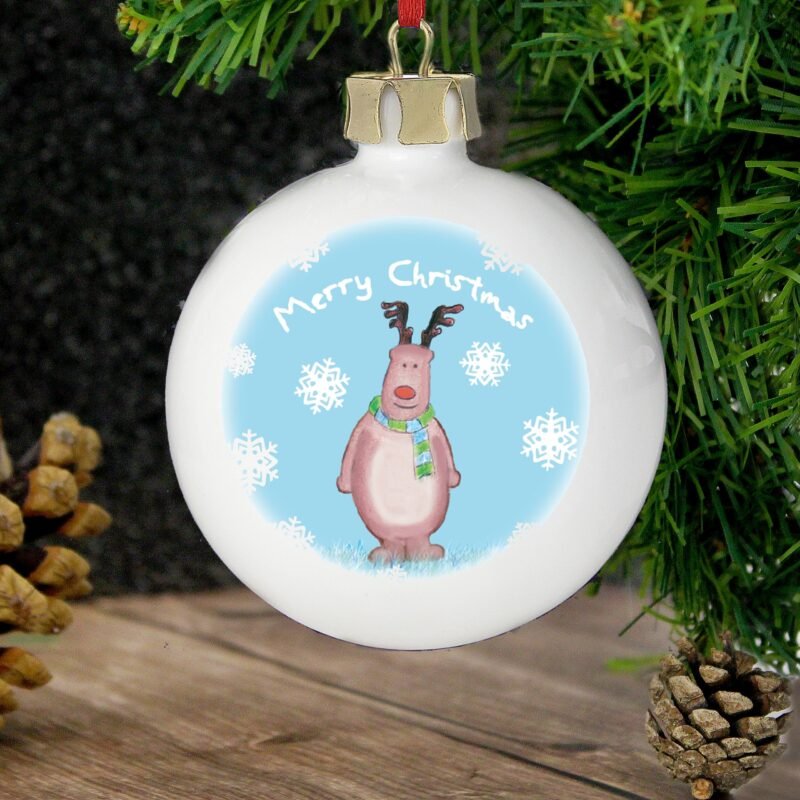 Personalised Snow Scene Rudolph Bauble - Image 5
