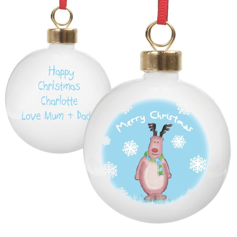 Personalised Snow Scene Rudolph Bauble - Image 4