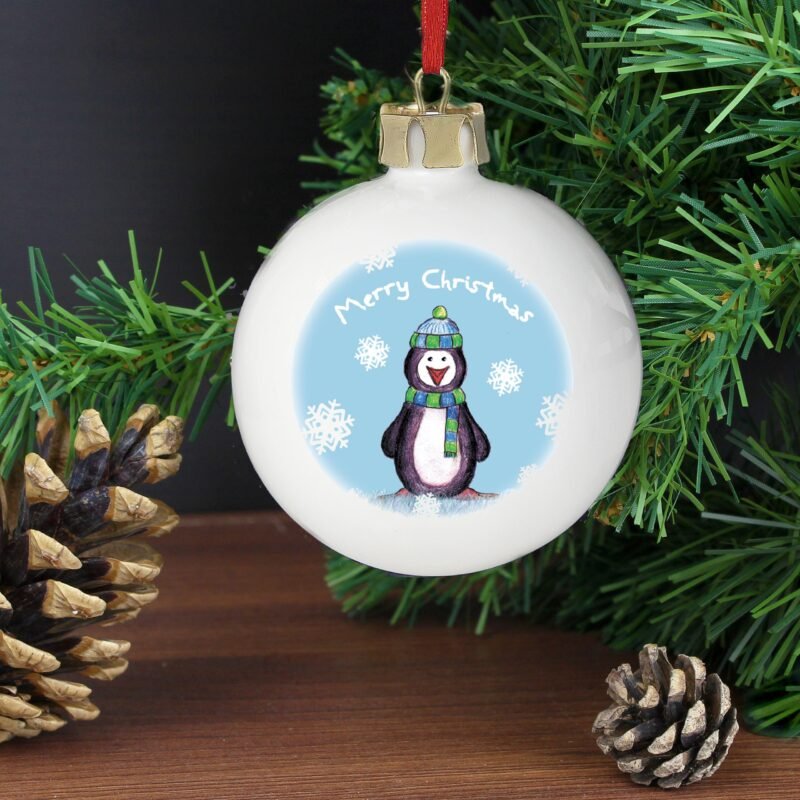 Personalised Snow Scene Penguin Bauble - Image 7