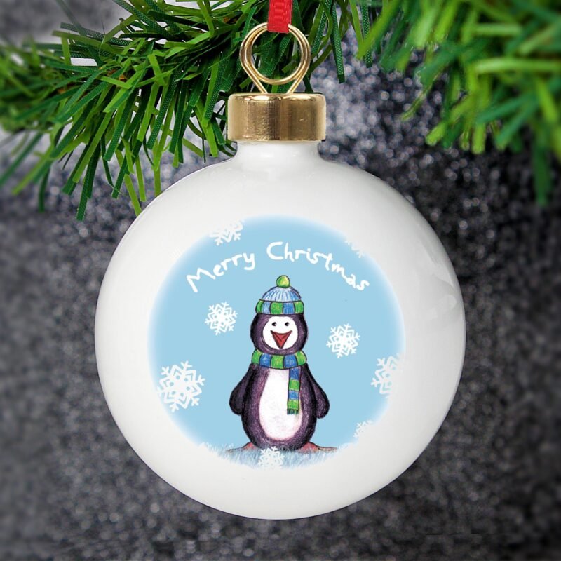 Personalised Snow Scene Penguin Bauble - Image 6