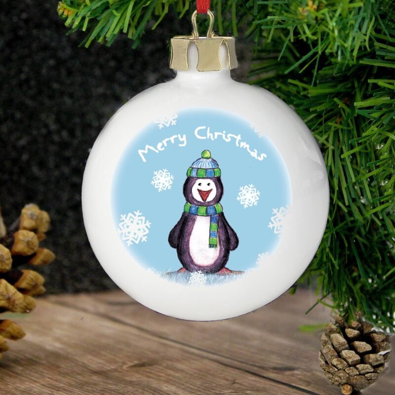 Personalised Snow Scene Penguin Bauble - Image 5