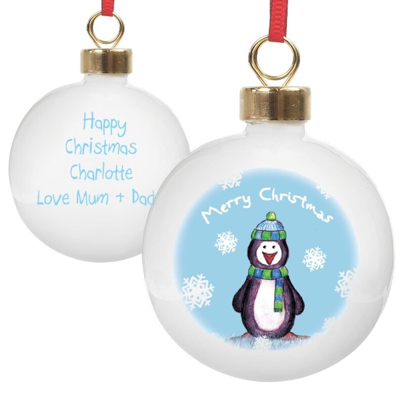 Personalised Snow Scene Penguin Bauble - Image 4