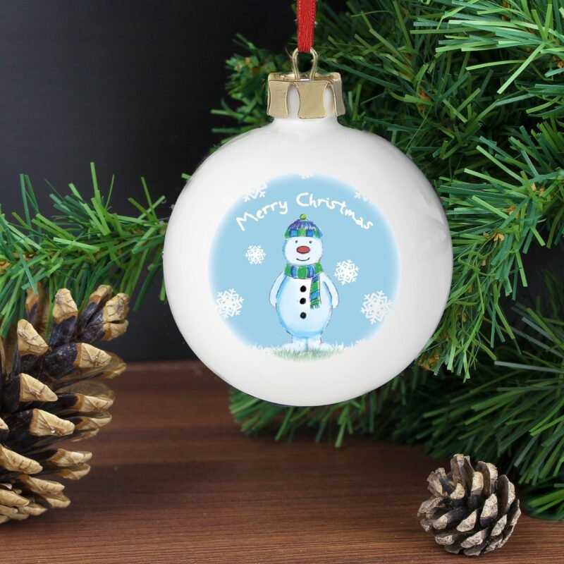 Personalised Snow Scene Snowman Bauble - Image 6