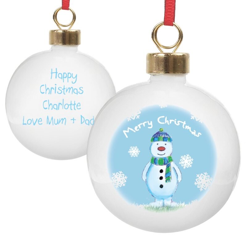 Personalised Snow Scene Snowman Bauble - Image 4