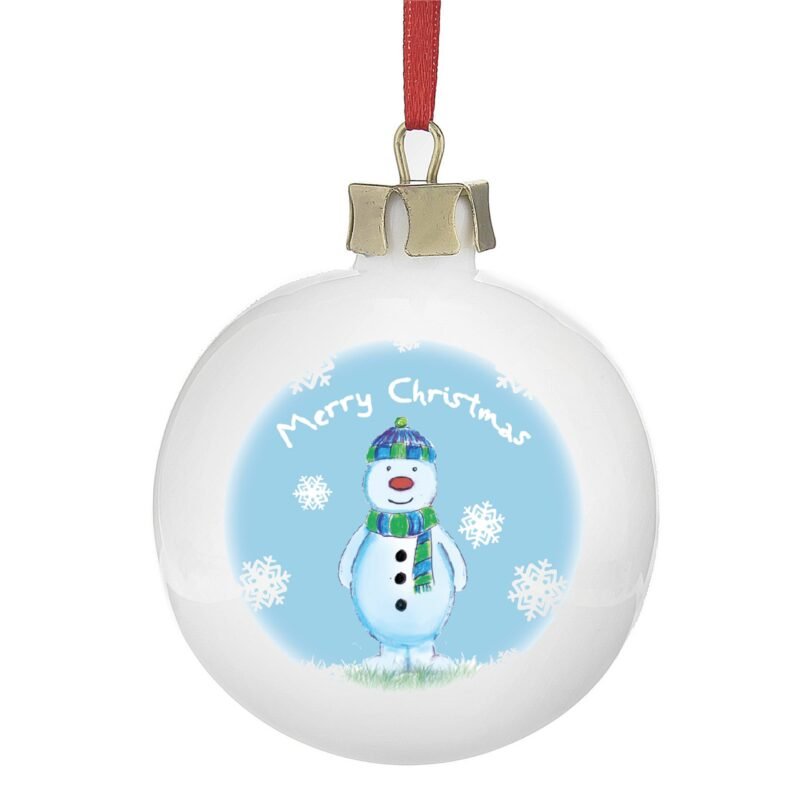 Personalised Snow Scene Snowman Bauble - Image 3
