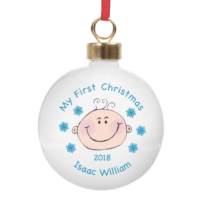 Personalised Baby Boy My First Christmas Bauble - Image 3