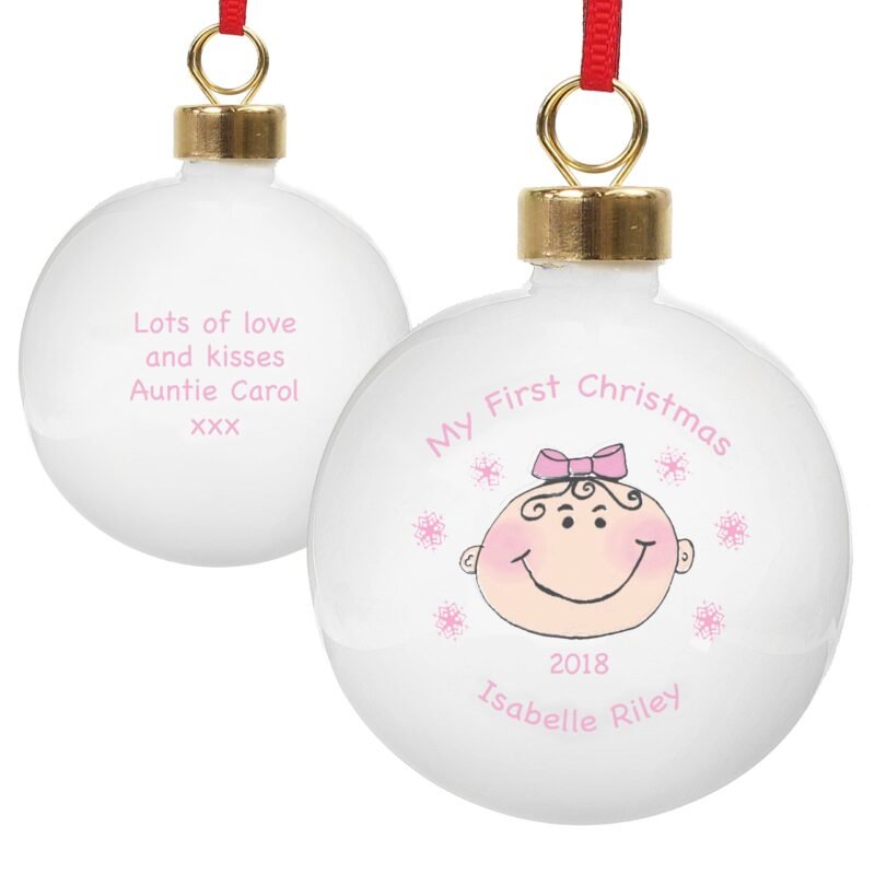 Personalised Baby Girl My First Christmas Bauble - Image 4