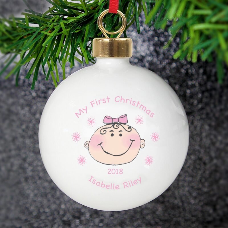 Personalised Baby Girl My First Christmas Bauble - Image 3