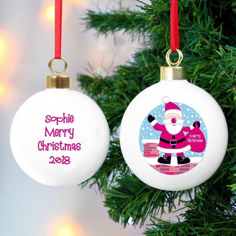 Personalised Rooftop Santa Christmas Bauble