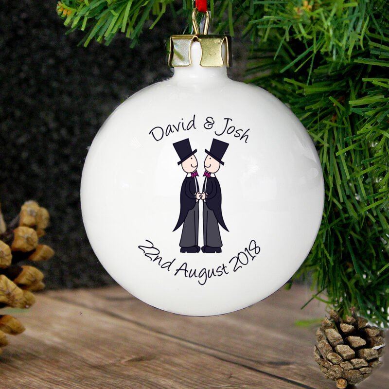 Personalised Male Same-Sex Wedding Bauble - Image 6