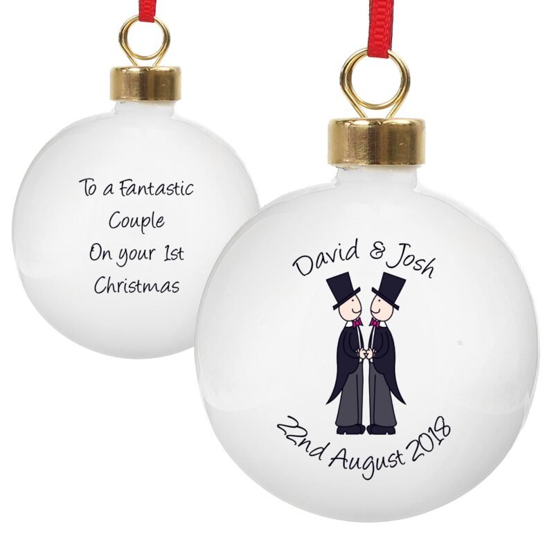 Personalised Male Same-Sex Wedding Bauble - Image 5
