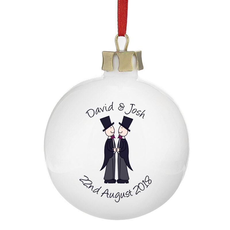 Personalised Male Same-Sex Wedding Bauble - Image 4