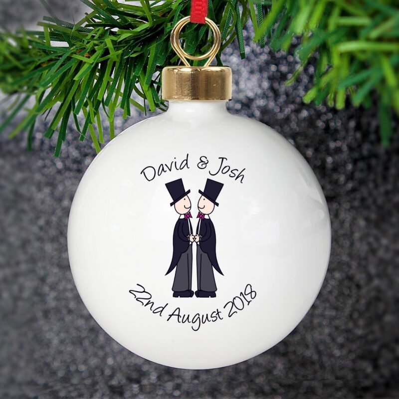 Personalised Male Same-Sex Wedding Bauble - Image 3