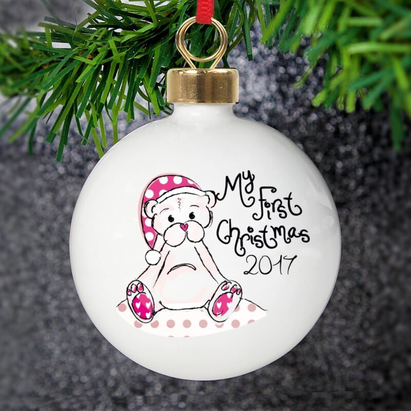 Personalised Cute Teddy My 1st Xmas Bauble - Image 5