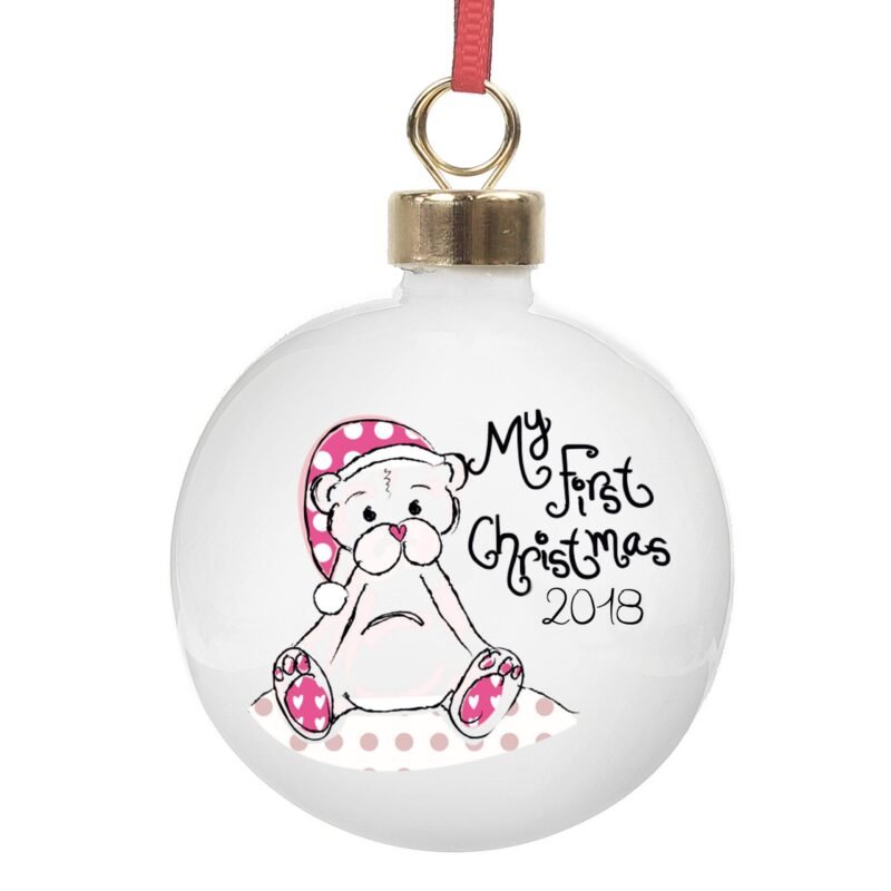 Personalised Cute Teddy My 1st Xmas Bauble - Image 4