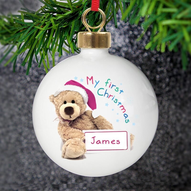 Personalised Teddy 1st Christmas Bauble - Image 6
