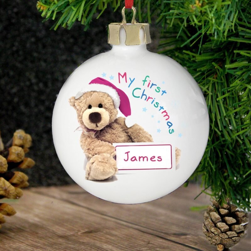 Personalised Teddy 1st Christmas Bauble - Image 5