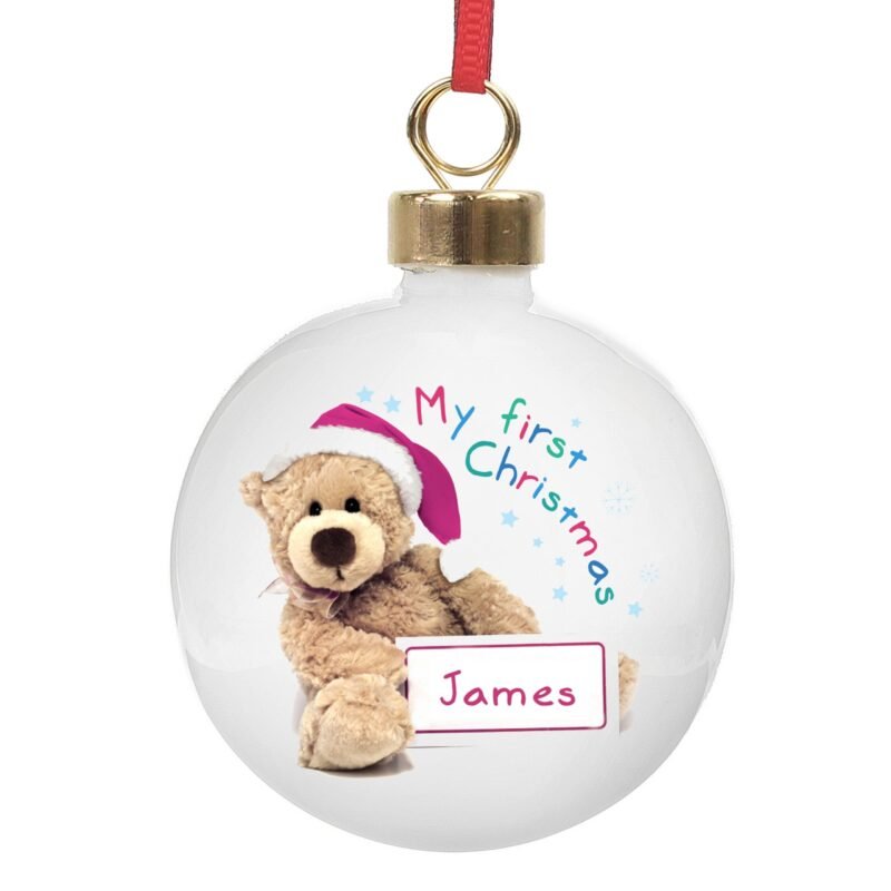 Personalised Teddy 1st Christmas Bauble - Image 3