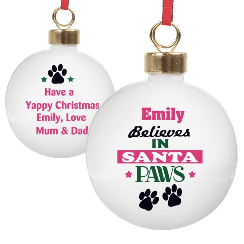 Personalised Santa Paws Bauble - Image 4