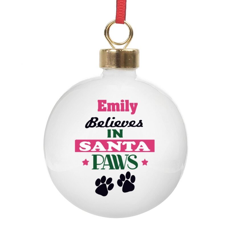 Personalised Santa Paws Bauble - Image 3