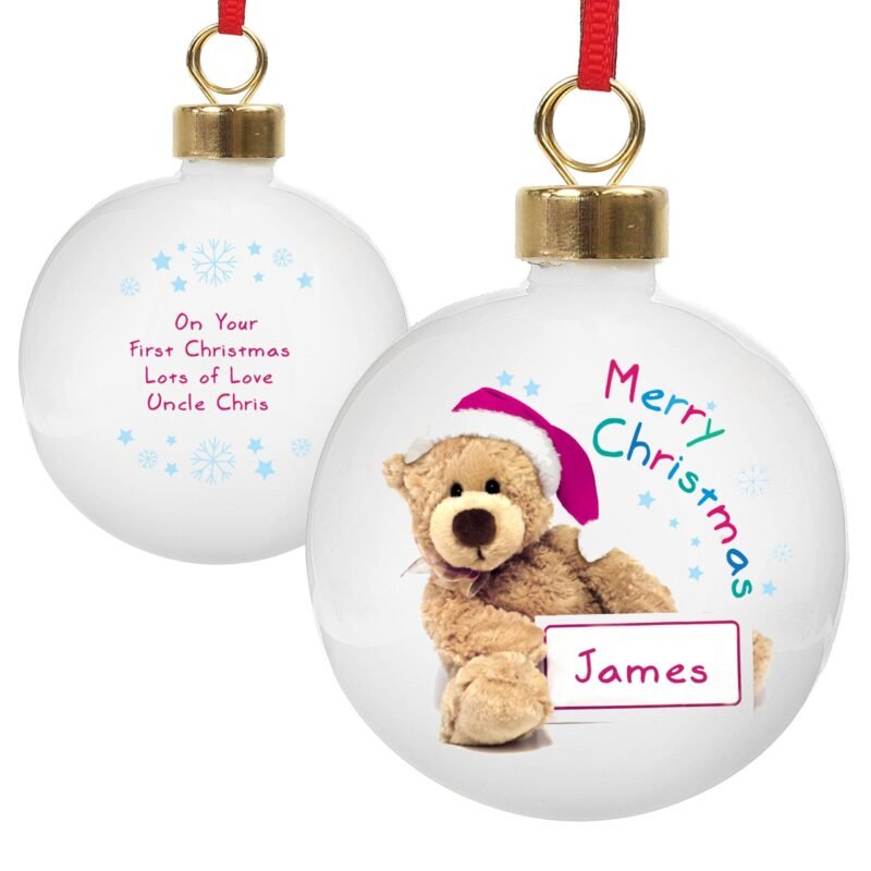 Personalised Teddy Christmas Bauble - Image 4