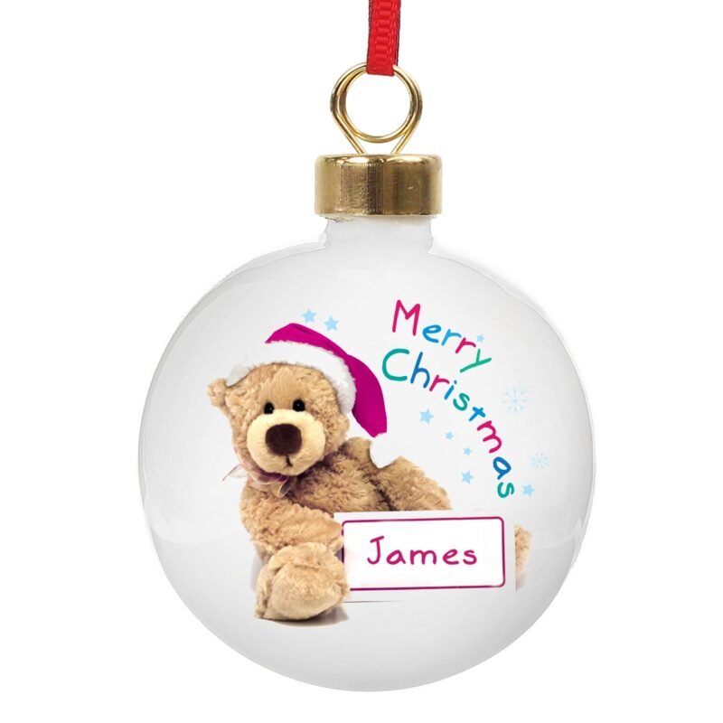 Personalised Teddy Christmas Bauble - Image 3