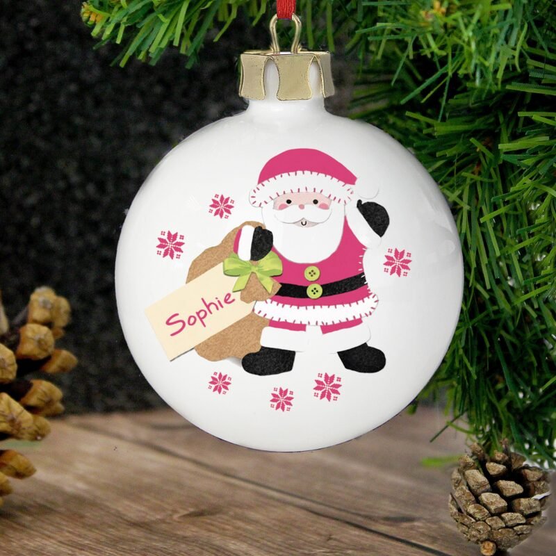 Personalised Felt Stitch Santa Bauble - Image 7
