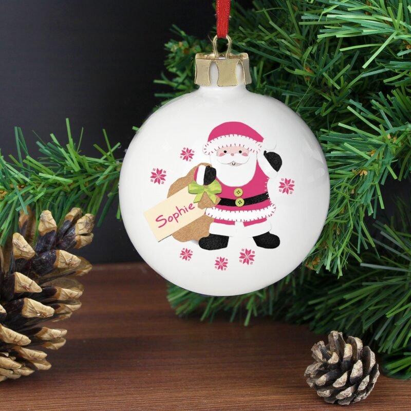 Personalised Felt Stitch Santa Bauble - Image 6