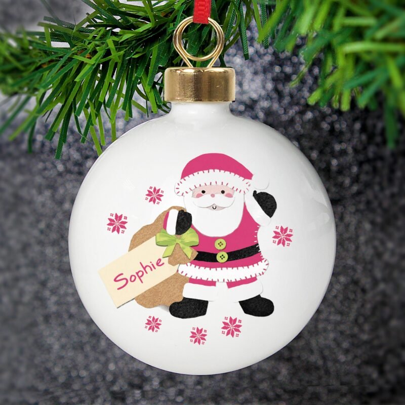 Personalised Felt Stitch Santa Bauble - Image 5