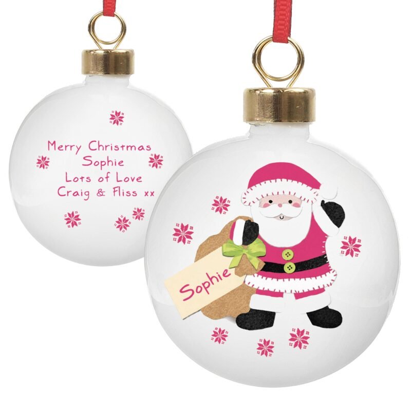 Personalised Felt Stitch Santa Bauble - Image 4