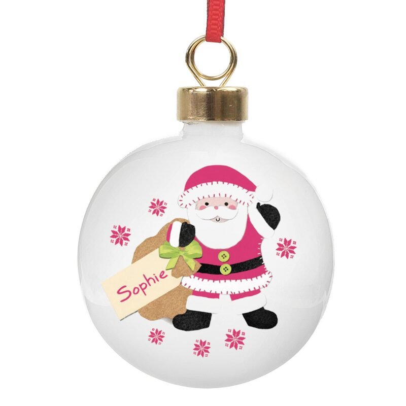 Personalised Felt Stitch Santa Bauble - Image 3