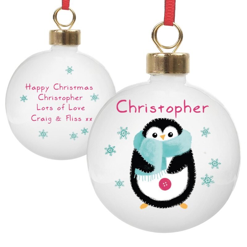 Personalised Felt Stitch Penguin Bauble - Image 4