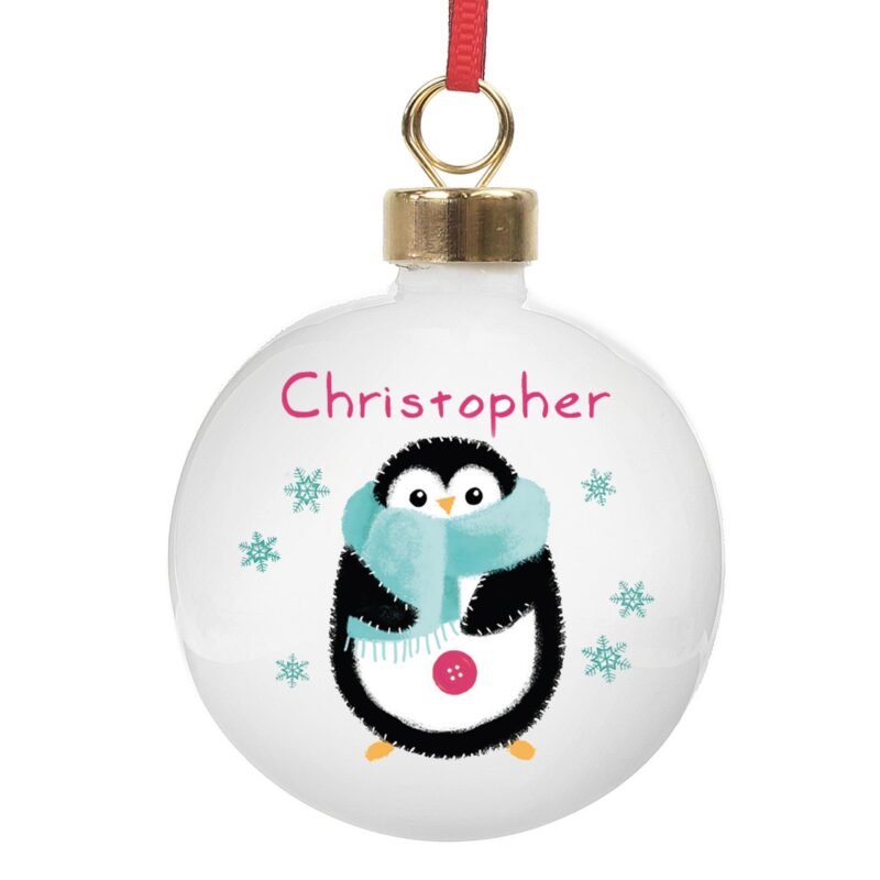 Personalised Felt Stitch Penguin Bauble - Image 3