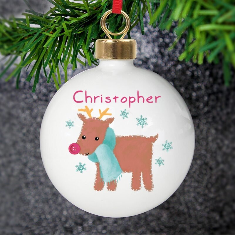 Personalised Felt Stitch Reindeer Bauble - Image 6