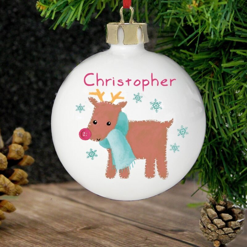 Personalised Felt Stitch Reindeer Bauble - Image 5