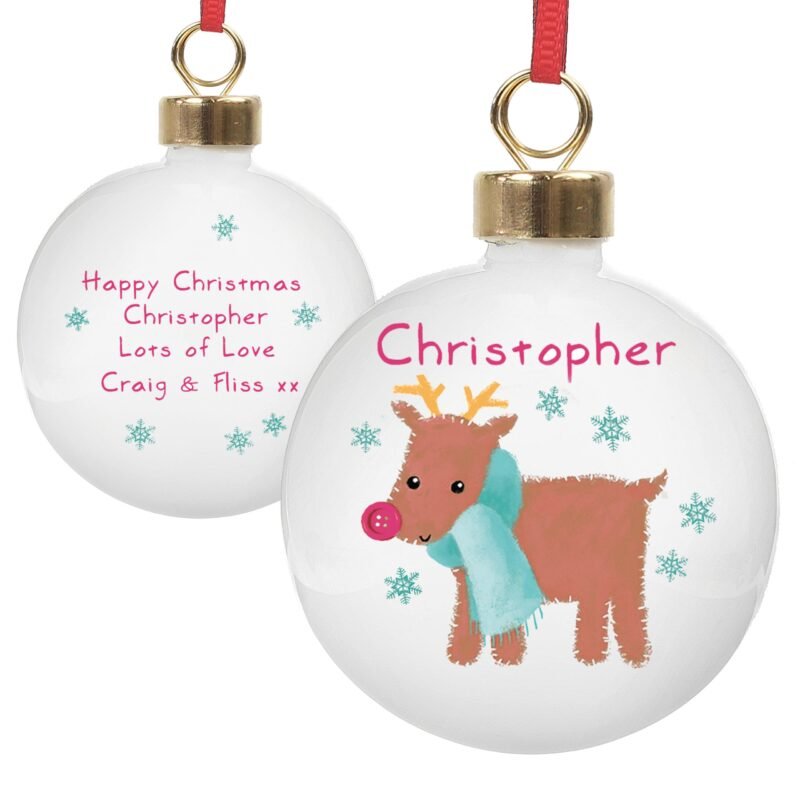 Personalised Felt Stitch Reindeer Bauble - Image 4