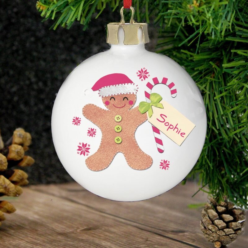 Personalised Felt Stitch Gingerbread Man Bauble - Image 7