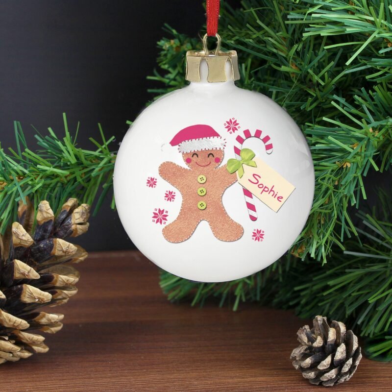 Personalised Felt Stitch Gingerbread Man Bauble - Image 6
