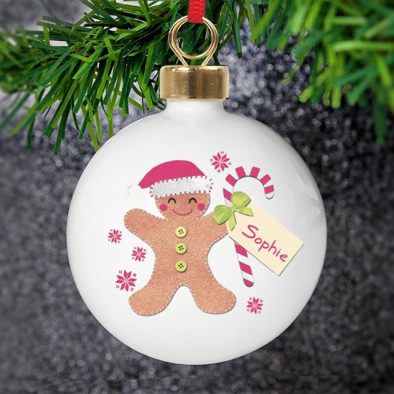 Personalised Felt Stitch Gingerbread Man Bauble - Image 5