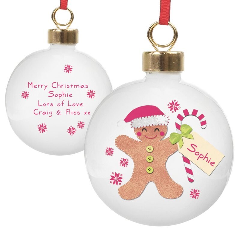 Personalised Felt Stitch Gingerbread Man Bauble - Image 4