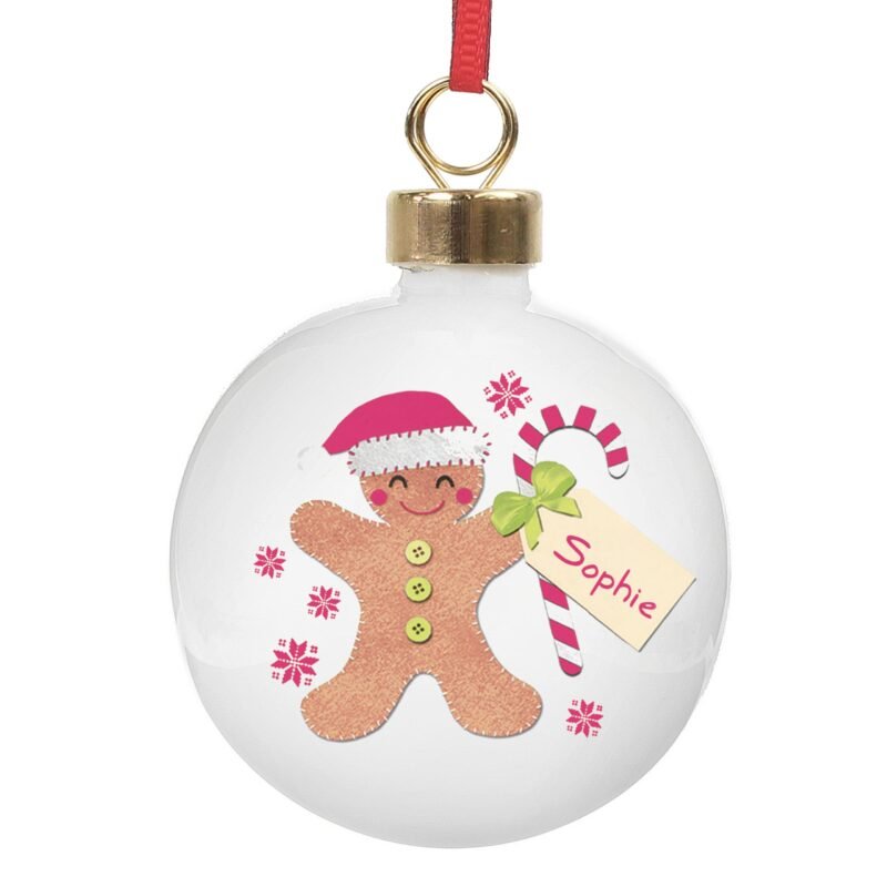 Personalised Felt Stitch Gingerbread Man Bauble - Image 3