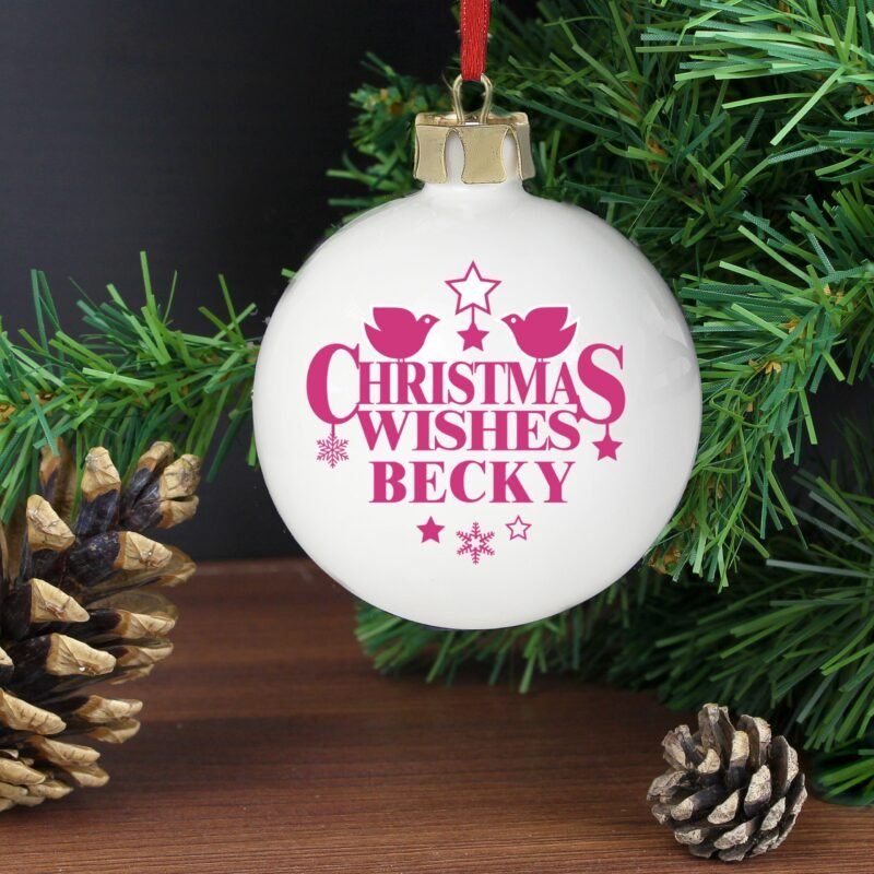 Personalised Christmas Wishes Bauble - Image 5