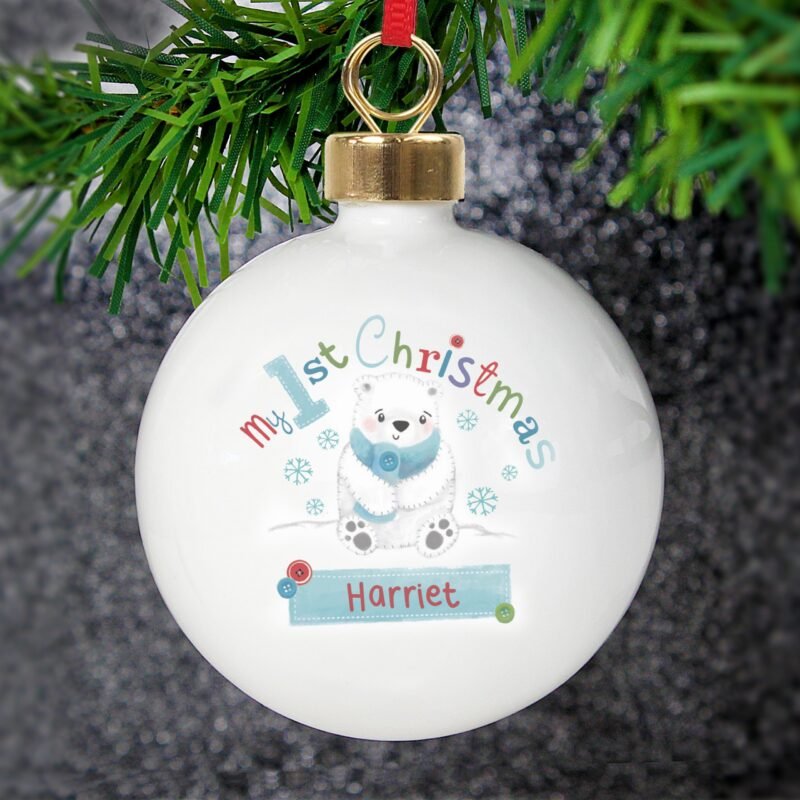 Personalised Polar Bear My 1st Chistmas Bauble - Image 6