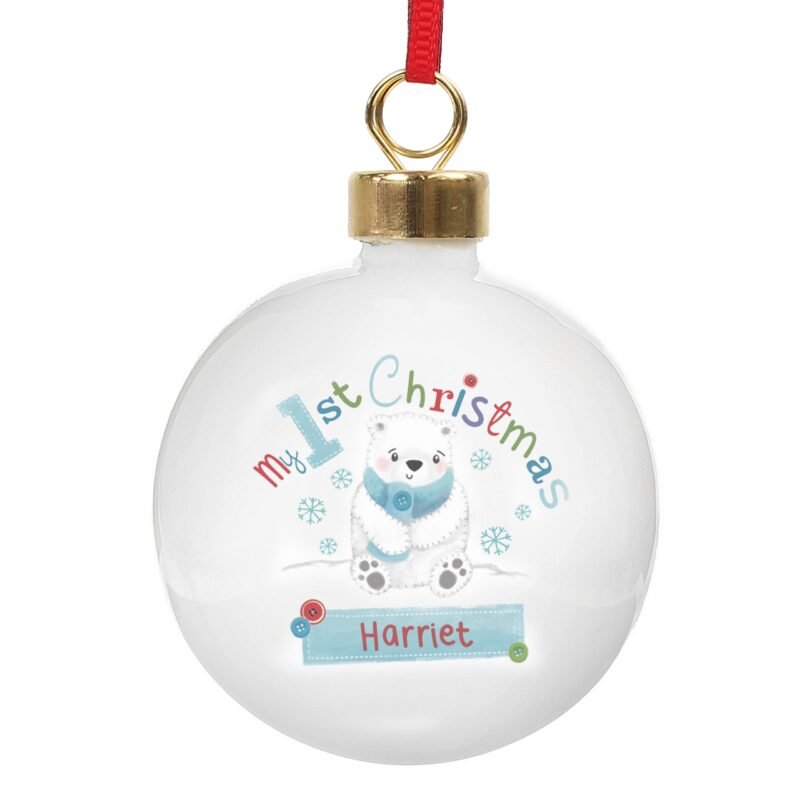 Personalised Polar Bear My 1st Chistmas Bauble - Image 3