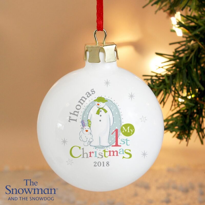 Personalised The Snowman and the Snowdog My 1st Christmas Bauble - Image 6