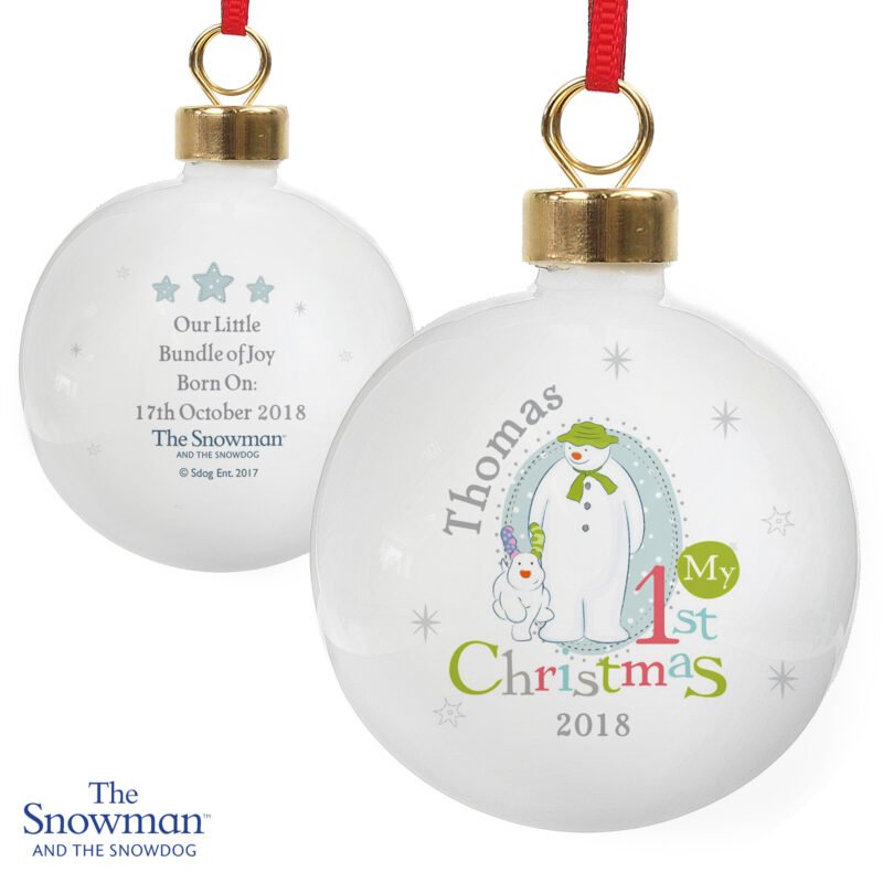 Personalised The Snowman and the Snowdog My 1st Christmas Bauble - Image 5