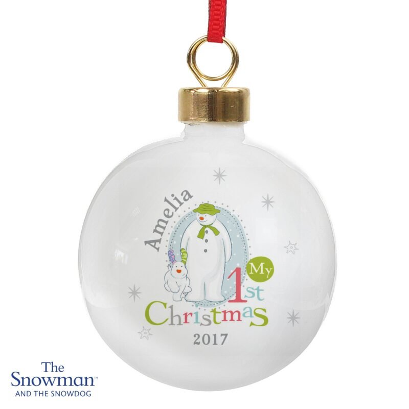 Personalised The Snowman and the Snowdog My 1st Christmas Bauble - Image 3