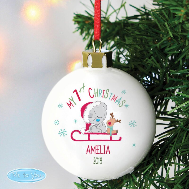 Personalised Tiny Tatty Teddy My 1st Christmas Sleigh Bauble - Image 6